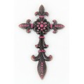 7003COP-PNK PINK CRYSTAL / COPPER WALL CROSS / W FDL DESIGN